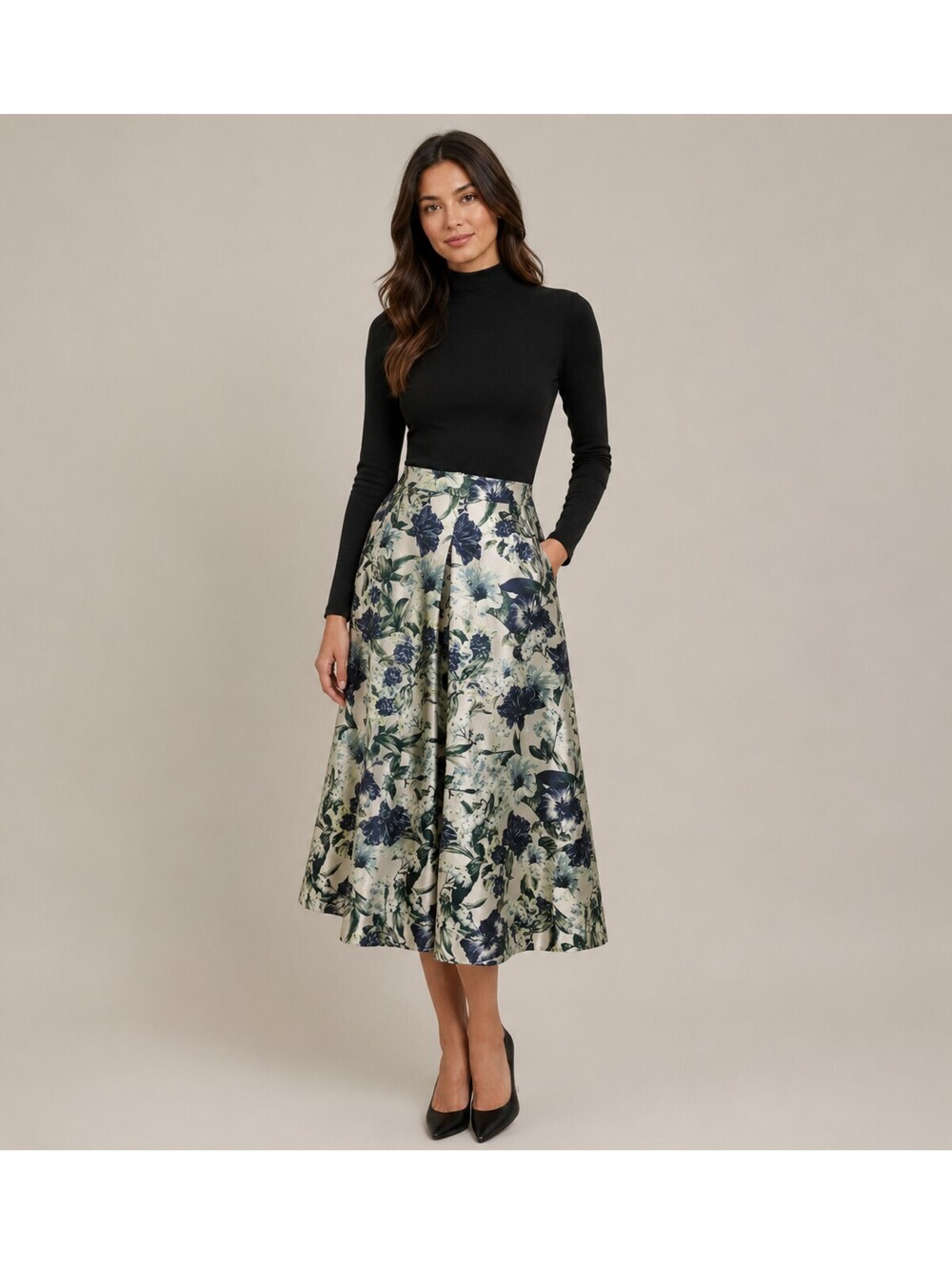 ABS by Allen Schwartz Floral Fairy A-Line Midi Skirt US2 Cottage Botanical